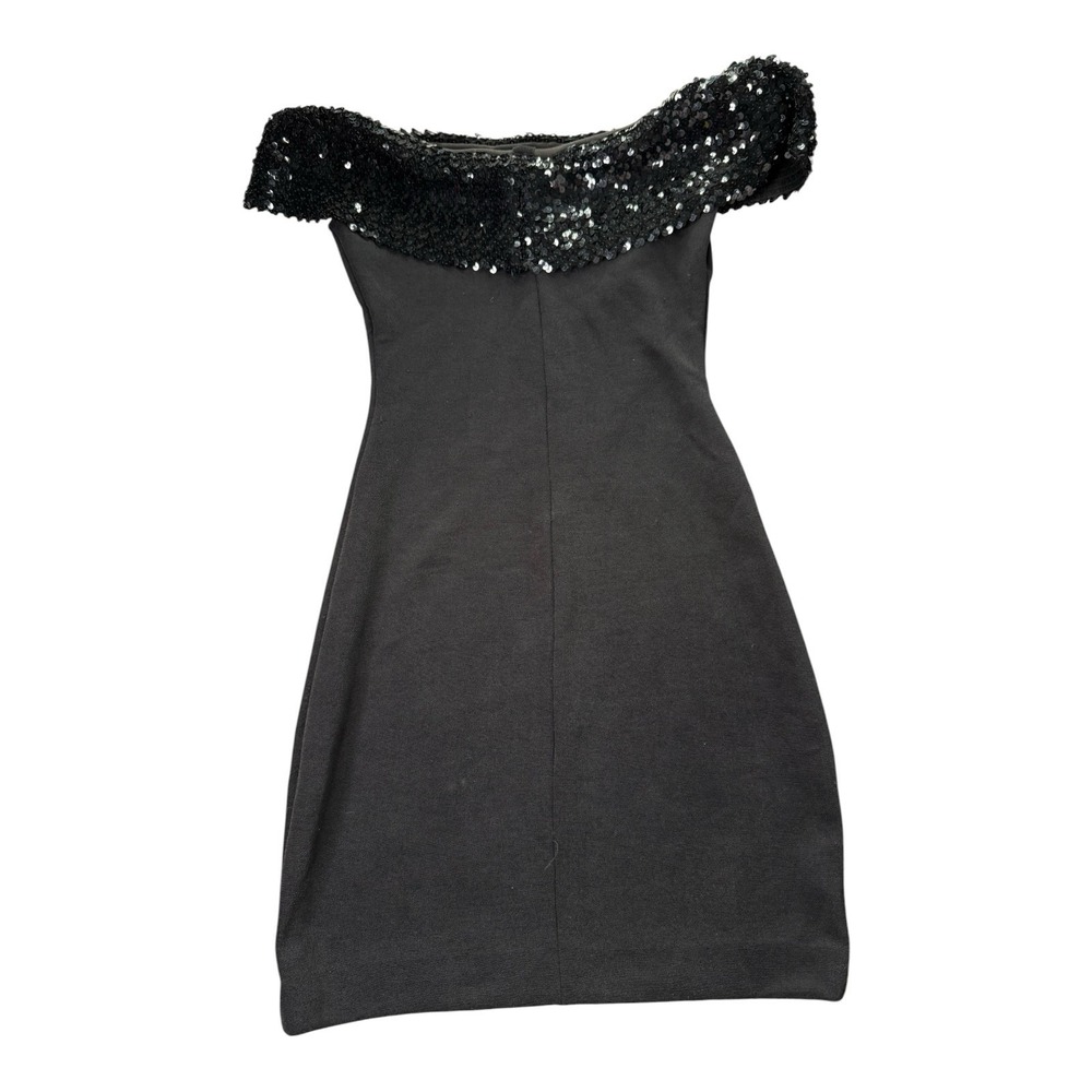 Moda International Black Sequin Off Shoulder Dress Womens Medium Cocktail